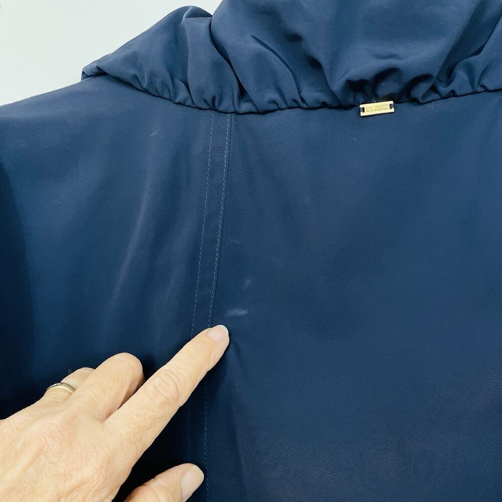 St. John Funnel Neck Rain Jacket Windbreaker Size XL Navy Cowl Neck Lightweight - Picture 12 of 16